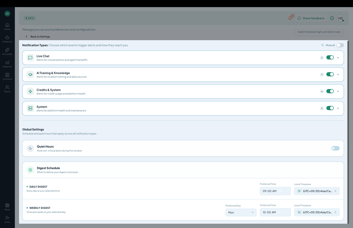Notification categories