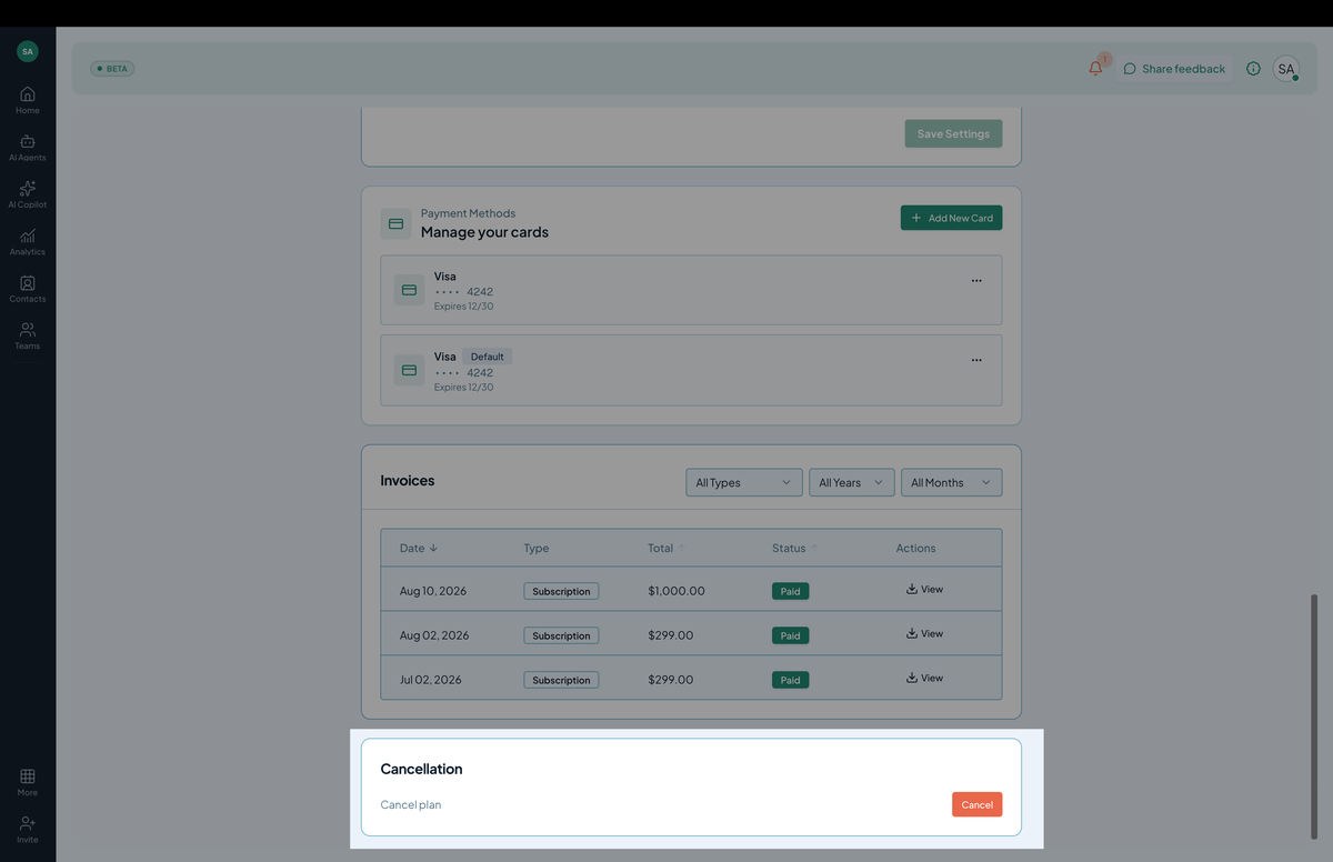 Cancel modal