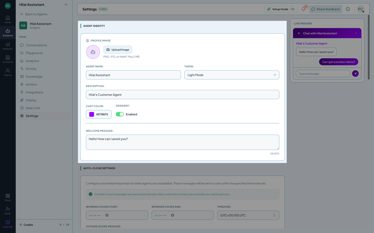 Settings — Agent Identity