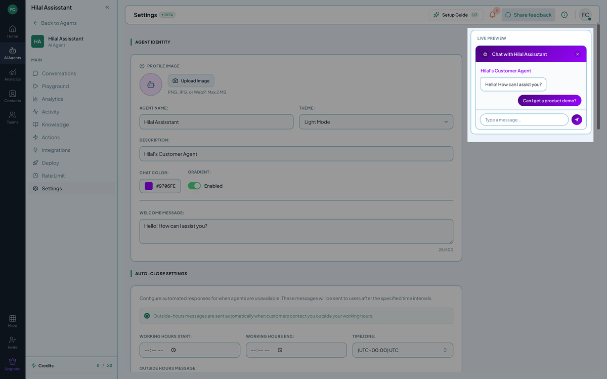 Settings — Agent Identity