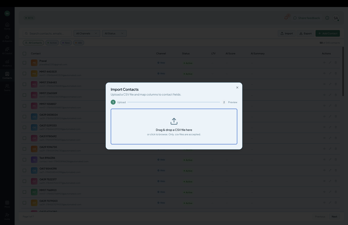 Bulk import dropzone