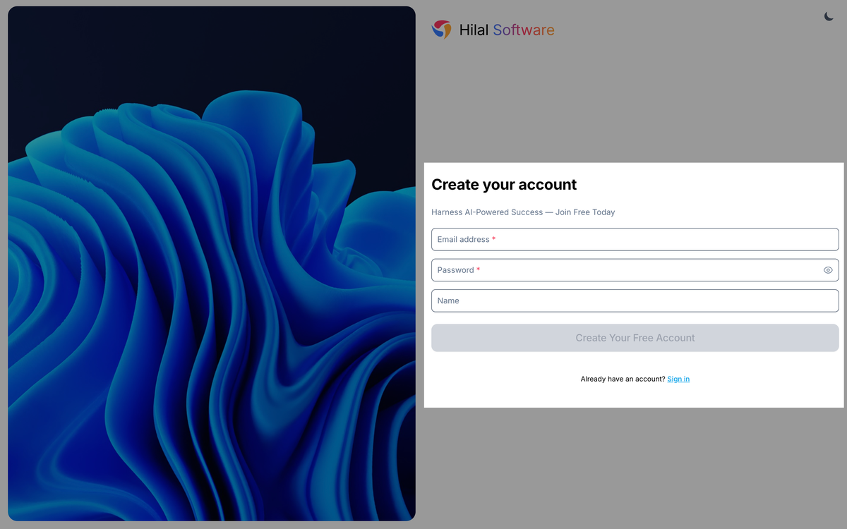 Sign-up screen