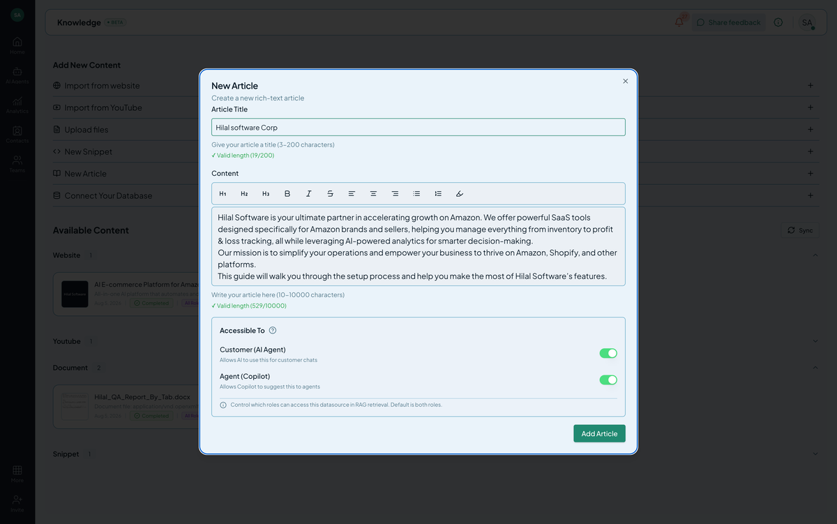Snippet editor
