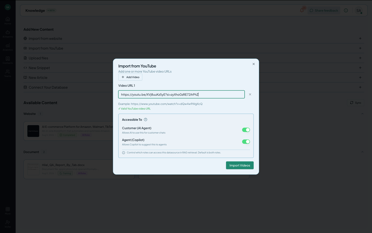 YouTube source input