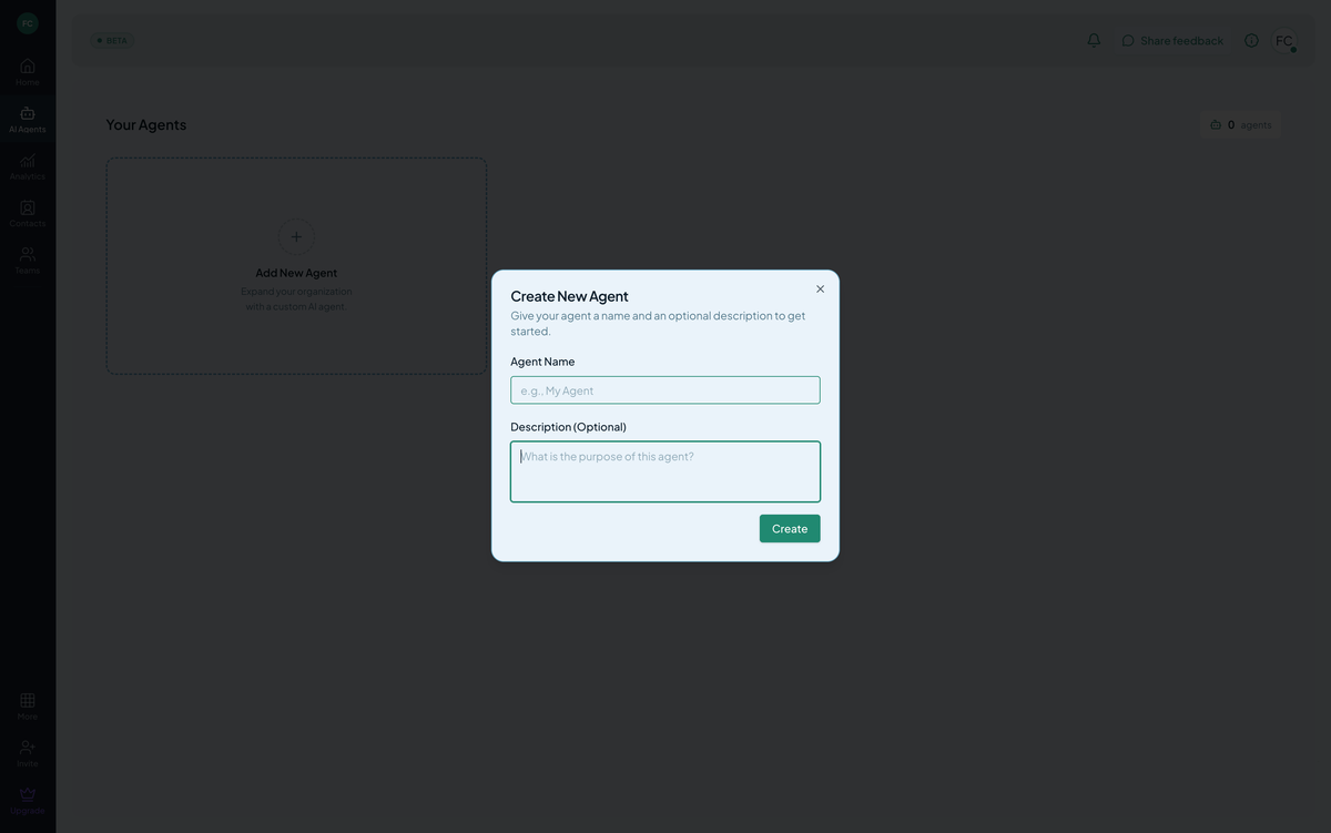 Create-chatbot dialog