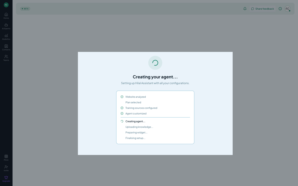 Onboarding wizard — creating your agent