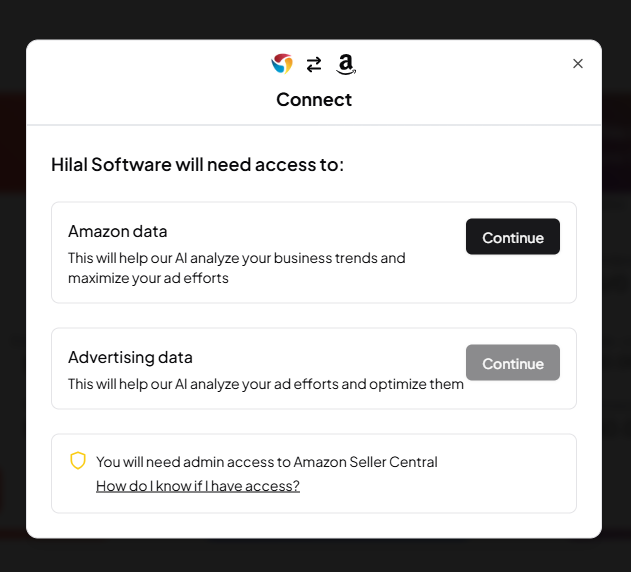 Data access permissions dialog